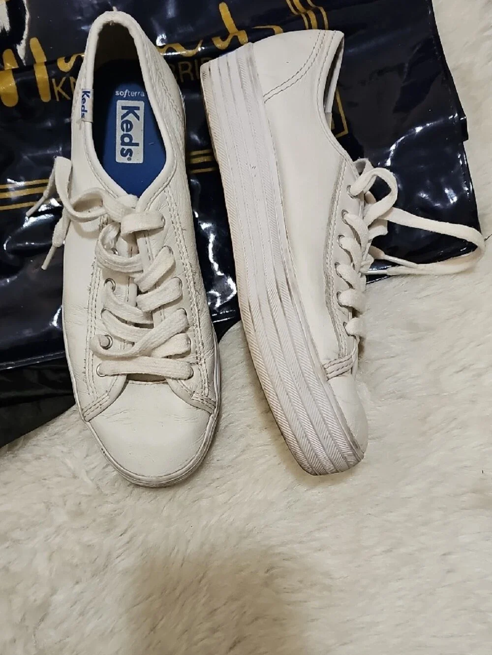 Keds Women’s White Platform Leather Sneakers